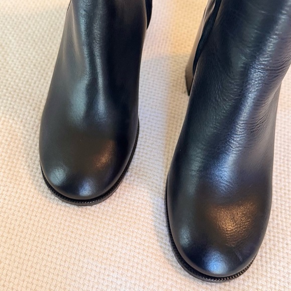 SEE BY CHLOE Chany Gold Buckle Black Leather Heeled Ankle Boots Booties Shoes - Picture 11 of 16